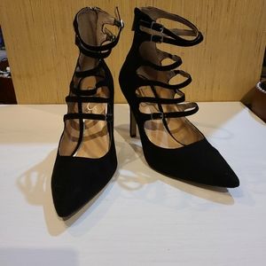 4" Jessica Simpson Black Suede Heels Pumps Stilletto
